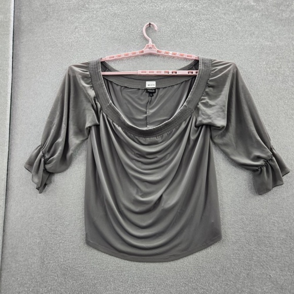 Torrid Women Blouse 3 Gray Off The Shoulder 3/4 Sleeve Pullover
